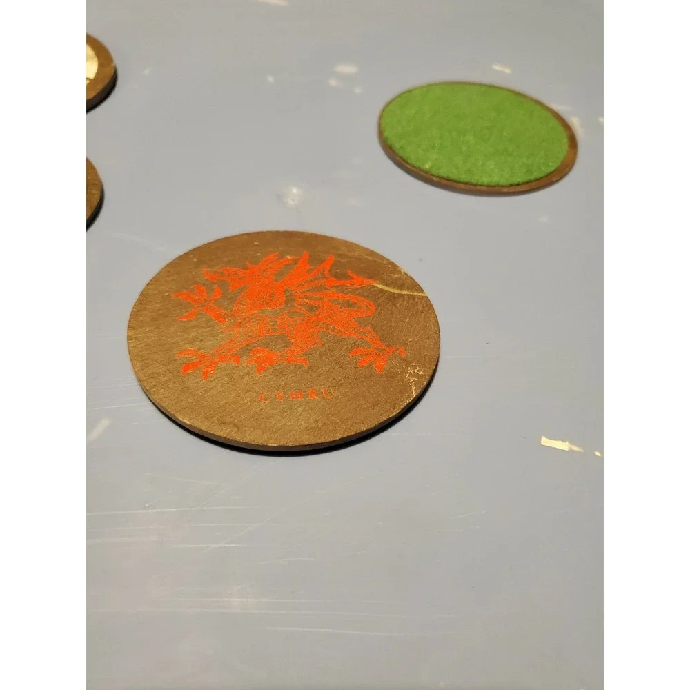 WELSH SLATE COASTERS Polished Set of 4 Harlech Cymru Llanrwst Conway Castle Hand